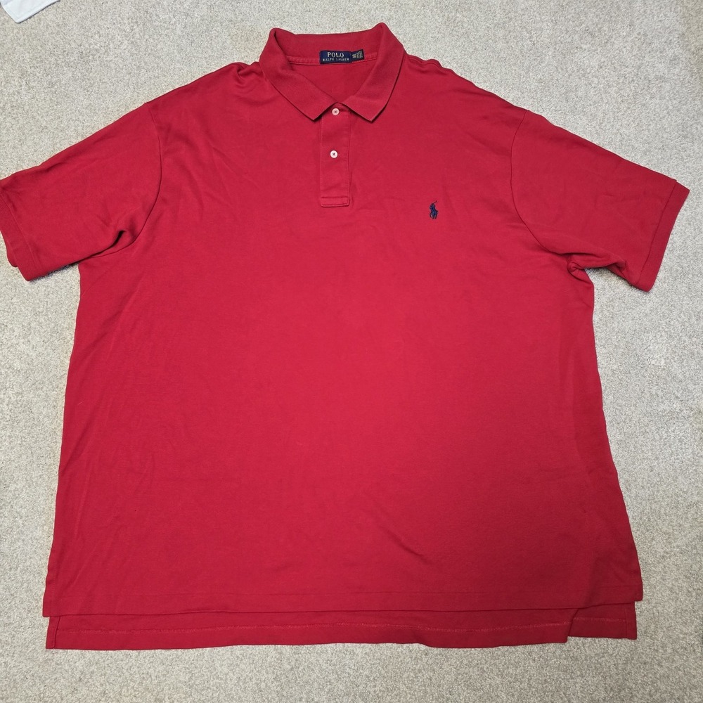 Polo Ralph Lauren Red Short Sleeve Polo Shirt Men's Sz 3XB Classic Fit Big Pony